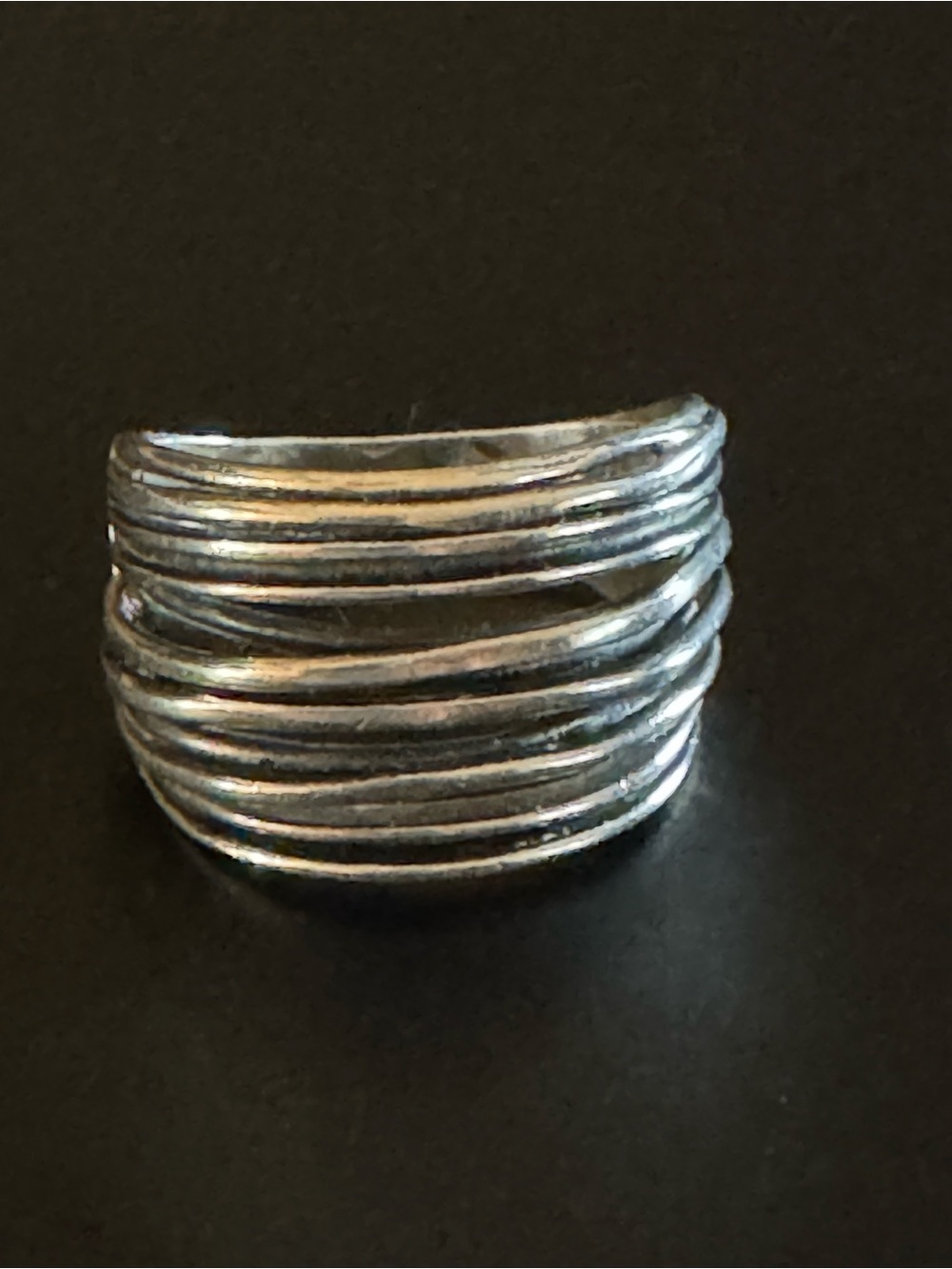 Sterling Silver Multi Band Crossover Ring Size 6.5